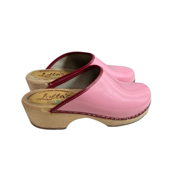 Lotta’s from Sweden Classic Retro Patent Leather Pink Clogs Size EU 37, US 6.5 - Picture 3 of 9